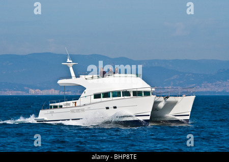 Front view of Lagoon 44 Power catamaran, yacht, Mediterranean Sea ...