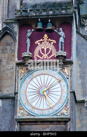 External face of clock on Wells Cathedral Somerset UK Stock Photo