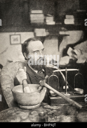 Charles Stewart Parnell, 1846 – 1891 in his laboratory. Stock Photo