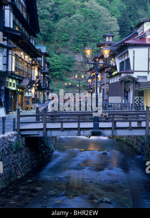 Ginzan Onsen, Obanazawa, Yamagata, Japan Stock Photo