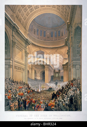 Interior of St Paul's Cathedral during the funeral of the Duke of Wellington, London, 1852 (1853).   Artist: William Simpson Stock Photo