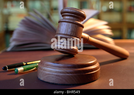 gavel in the court room Stock Photo