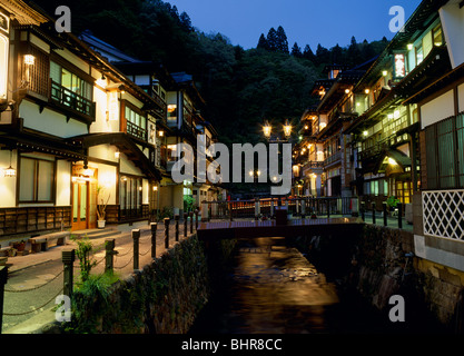 Ginzan Onsen, Obanazawa, Yamagata, Japan Stock Photo