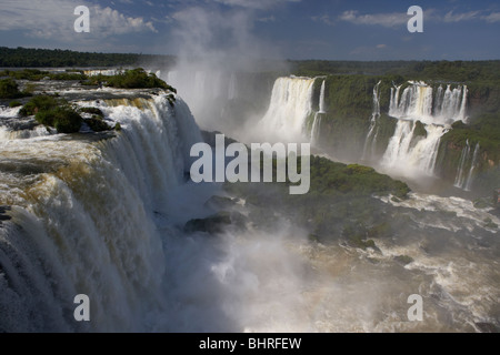 water flowing over iguazu falls brazilian side iguacu national park, parana, brazil, south america Stock Photo