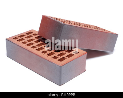 Two clinker bricks shot on white background Stock Photo