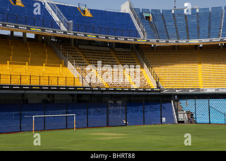 pitch and stand interior of Alberto J Armando la bombonera stadium home to atletico boca juniors football club Stock Photo