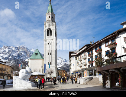 Shops on Corso Italia, the main street in the town centre, Cortina d ...