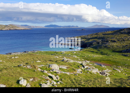 View to Taransay and South Harris, Outer Hebrides Stock Photo