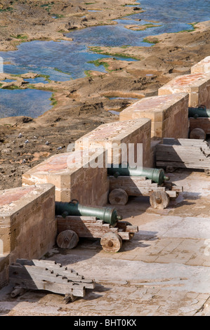 Canon on the ramparts of the Skala de la ville, Essaouira, Morocco Stock Photo