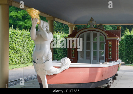 Pillnitz castle, palace gardens, gondola Dresden, Germany Stock Photo