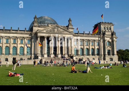Reichstag, Reichstagsgebäude, Berlin which houses the Bundestag, the lower house of Germany's parliament, build in 1894. Germany Stock Photo