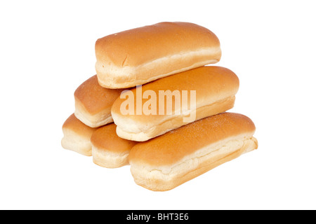 A pile of buns for hot dog isolated on white background Stock Photo