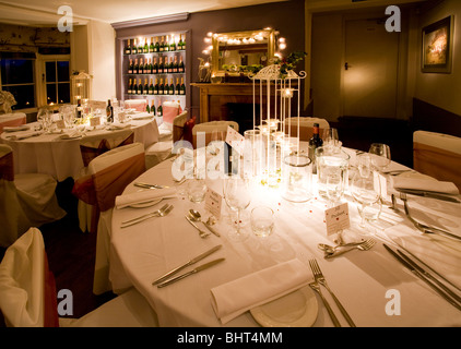 A English country pub is decked out for a wedding reception banquet Stock Photo