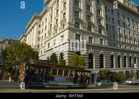 Fairmont Hotel and cable car on California Street, Russian Hill, San Francisco, California, USA Stock Photo