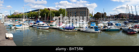 A panoramic view of Bristol Docks with the Arnolfini Gallery Stock Photo