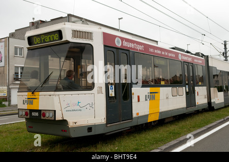 Public tram De Panne Zeebrugge Belgium Europe Stock Photo