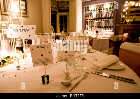 A English country pub is decked out for a wedding reception banquet Stock Photo