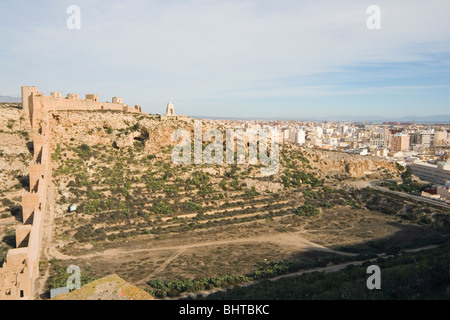 Almeria, Almeria Povince, Spain. Muralla de la Hoya y del Cerro San Cristobal at the Alcazaba Stock Photo