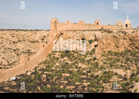 Almeria, Almeria Povince, Spain. Muralla de la Hoya y del Cerro San Cristobal at the Alcazaba Stock Photo