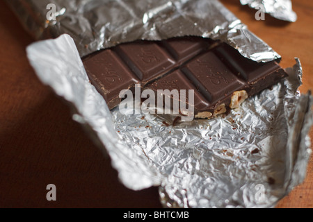 Large bar of Lindt hazelnut chocolate Stock Photo