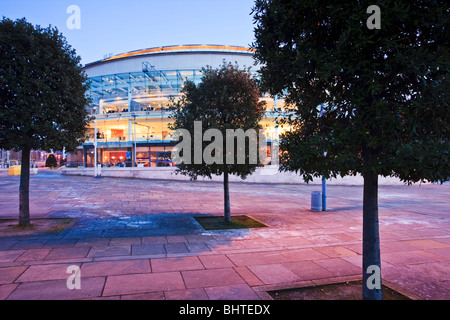 Waterfront Hall on the banks of the River Lagan, Belfast, Northern Ireland. The hall is a major concert venue and opened in 1997 Stock Photo