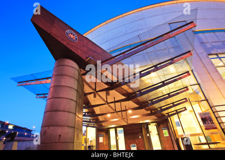 Waterfront Hall on the banks of the River Lagan, Belfast, Northern Ireland. The hall is a major concert venue and opened in 1997 Stock Photo