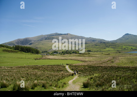 The village of Rhyd Ddu and mount Snowdon in Snowdonia, North Wales Stock Photo