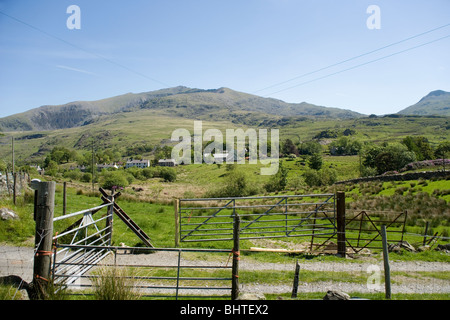 The village of Rhyd Ddu and mount Snowdon in Snowdonia, North Wales Stock Photo