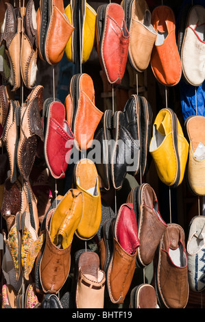 Babouche shoes hanging on a rack Stock Photo