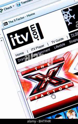 Macro screenshot of the website of The X Factor TV show - wannabe pop stars can now upload audition videos. Editorial use only. Stock Photo
