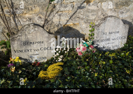 Graves of Vincent and Theodore Van Gogh, Auvers-sur-Oise, Val d'Oise (95), France Stock Photo