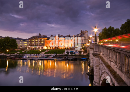 Richmond Bridge and View of Riverside, Surrey, UK Stock Photo