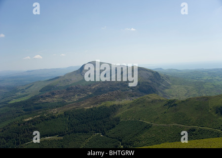 Moel Hebog and Beddgelert Forest from Nantlle Ridge above the village of Rhyd Ddu in Snowdonia, North Wales Stock Photo