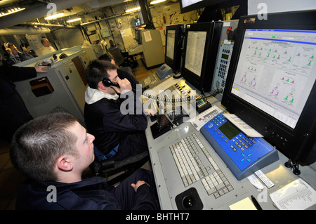 Control room in the “Royal Navy' warship HMS Albion Stock Photo