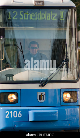 Munich tram driver, Germany. Stock Photo