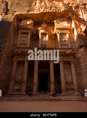 The Treasury or Al Khaznah at the ancient red rose city of Petra in Wadi Musa, Jordan. Stock Photo