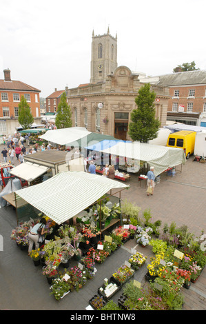 Traditional market at Fakenham in Norfolk. Stock Photo