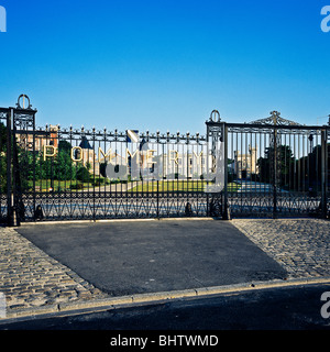 Wrought iron railings of Pommery winery estate, house of Champagne, Reims, Marne, Champagne, Grand Est, France, Europe, Stock Photo