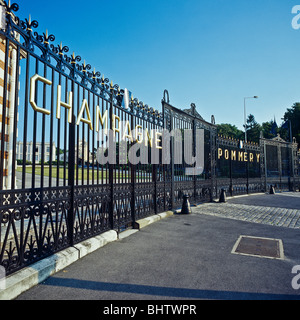 Wrought iron railings of Pommery winery estate, house of Champagne, Reims, Marne, Champagne, Grand Est, France, Europe, Stock Photo