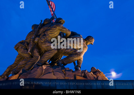 Iwo Jima Memorial in moonlight Stock Photo