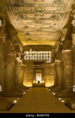 Carved statues inside the great temple of Abu Simbel in Egypt. Stock Photo