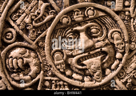 Aztec Mayan Calendar close up detail Stock Photo