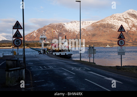 The corran ferry which crosses Loch Linnhe about 8 miles south of Fort William. The short crossing is only about 400 metres Stock Photo