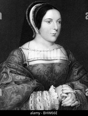 MARY QUEEN OF SCOTS - Queen of Scotland (1542-1587) engraving after the portrait by Holbein Stock Photo