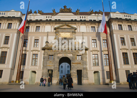 People walking through Matyasova Brana, Matthias Gate, Hradcany, Prague, Czech Republic Stock Photo