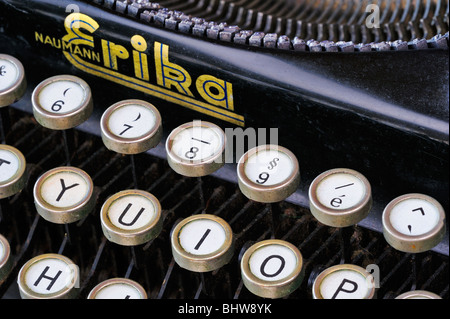 Close-up detail of the keys of a Seigler and Naumann Erika, pre-war typewriter, showing keys and the type, Stock Photo