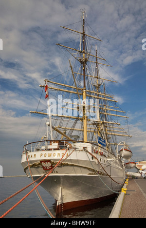 Dar Pomorza museum ship at waterfront in Gdynia, Pomorskie, Poland Stock Photo