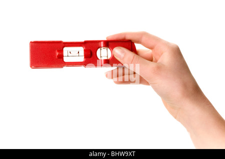 hand holding level Stock Photo