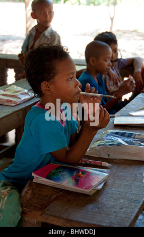 School children in a classroom at an orphanage near Siem Reap, Cambodia Stock Photo