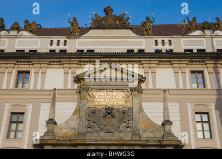 Facade of castle 1st courtyard Hradcany Prague Czech Republic Europe Stock Photo